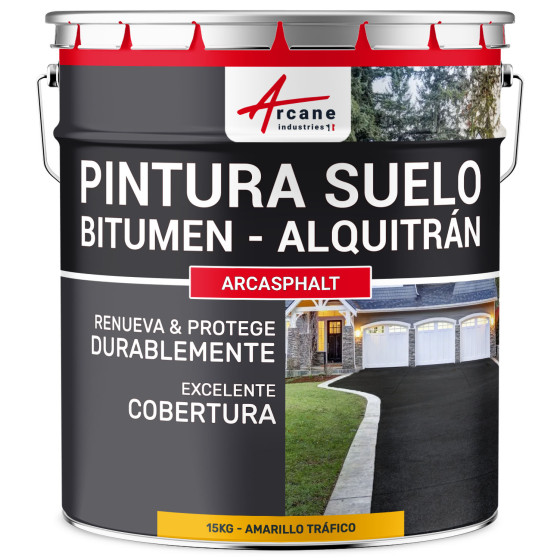 Pintura bituminosa y de alquitrán resina de suelo para asfalto Amarillo tráfico RAL 1023 15 kg (hasta 30 m² en 2 capas) Pintura bituminosa y de alquitrán resina de suelo para asfalto Amarillo tráfico RAL 1023 15 kg (hasta 30 m² en 2 capas)