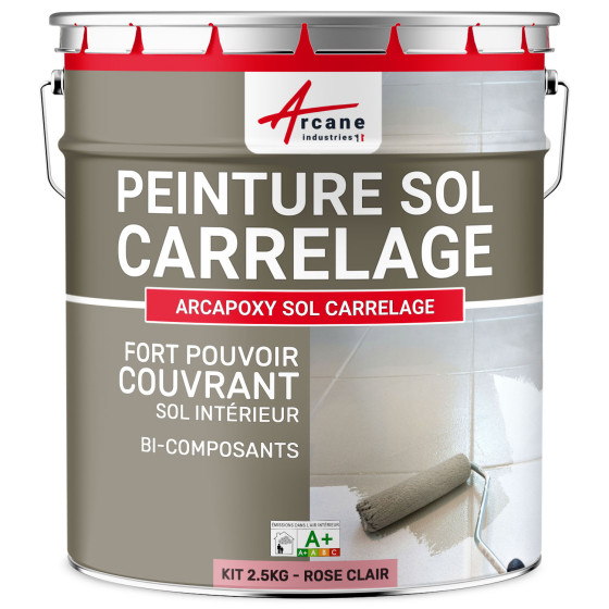 Peinture Sol Carrelage - Résine époxy pour sol carrelé-Kit2-5Kg-Ral-3015-Rose-Clair-Aspect / Couleur Peinture Sol Carrelage - Résine époxy pour sol carrelé-Kit2-5Kg-Ral-3015-Rose-Clair-Aspect / Couleur