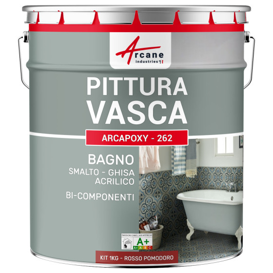 Resina per la Ristrutturazione di Vasca da Bagno : ARCAPOXY - 262 1 kg  RAL 3013 - Rosso Pomodoro