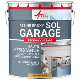 Résine sol garage / Peinture époxy sol : REVEPOXY GARAGE-kit25Kg-Beige-ral-1001-Aspect / Couleur
