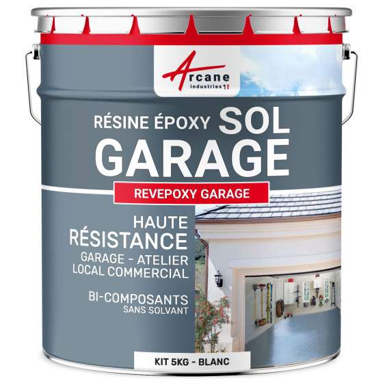 Résine sol garage / Peinture époxy sol : REVEPOXY GARAGE-kit5Kg-Blanc-Aspect / Couleur Résine sol garage / Peinture époxy sol : REVEPOXY GARAGE-kit5Kg-Blanc-Aspect / Couleur