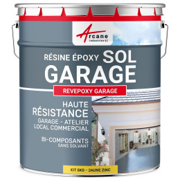 Résine sol garage / Peinture époxy sol : REVEPOXY GARAGE-kit5Kg-Jaune-zinc-ral-1018-Aspect / Couleur