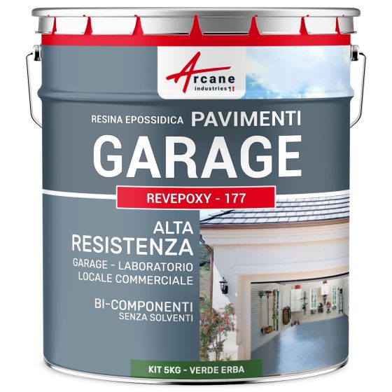 Resina per pavimenti garage : REVEPOXY -1 77 5 kg (fino a 16 m² in 2 strati) Verde Erba - RAL 6010 Resina per pavimenti garage : REVEPOXY -1 77 5 kg (fino a 16 m² in 2 strati) Verde Erba - RAL 6010