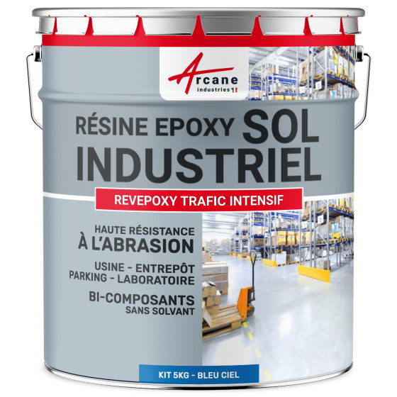 Peinture époxy sol industriel et parking - REVEPOXY TRAFIC INTENSIF-kit5Kg-Bleu-ciel-ral-5015-Aspect / Couleur Peinture époxy sol industriel et parking - REVEPOXY TRAFIC INTENSIF-kit5Kg-Bleu-ciel-ral-5015-Aspect / Couleur