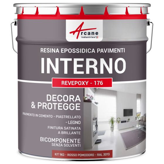Resina Epossidica per Pavimenti Interni - REVEPOXY - 176 1 kg  RAL 3013 - Rosso Pomodoro
