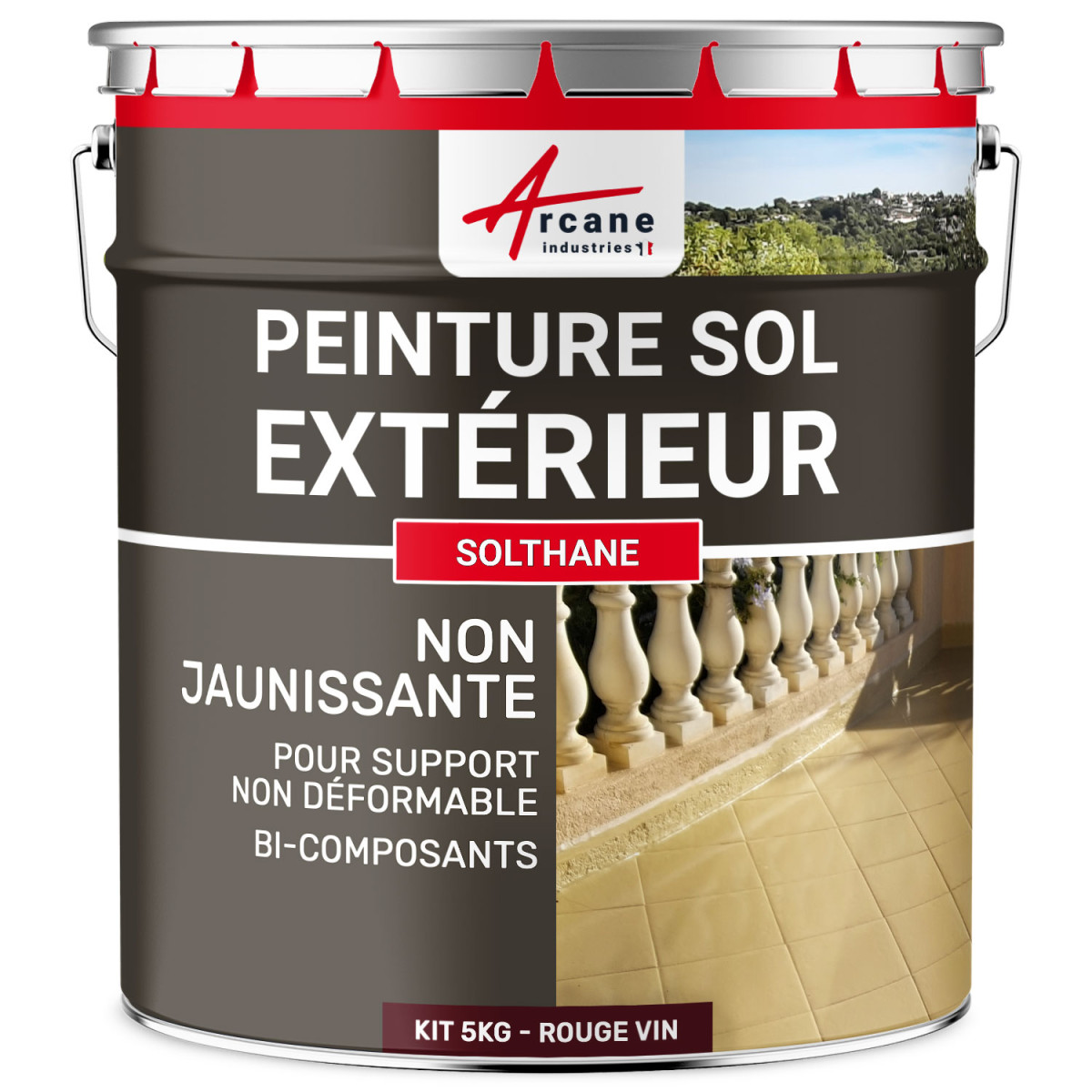 Peinture Sols Coo-var 2,5L Rouge - Intérieur/Extérieur - Béton Et Bois