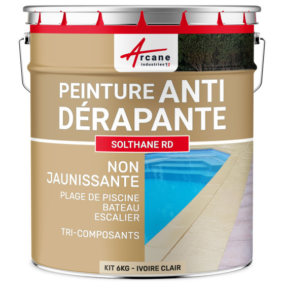 Peinture antidérapante sol extérieur intérieur - RÉSINE SOLTHANE RD-Kit6kg-Ivoire-claire-ral-1015-Aspect / Couleur