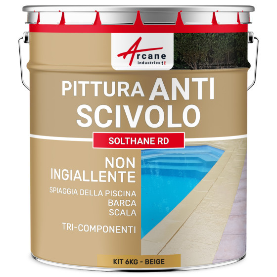 Vernice antiscivolo per pavimenti esterni e interni - RÉSINE SOLTHANE - 156 6 Kg Beige - RAL 1001
