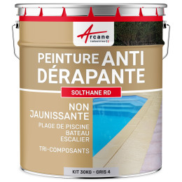 Peinture antidérapante sol extérieur intérieur - RÉSINE SOLTHANE RD-kit30kg-Gris-4-ral-7047-Aspect / Couleur