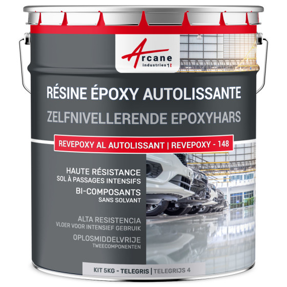 Epoxyhars voor vloeren. zelfnivellerend - REVEPOXY -148 Kleur:Telegrijs 4 - RAL 7047 - 5 kg