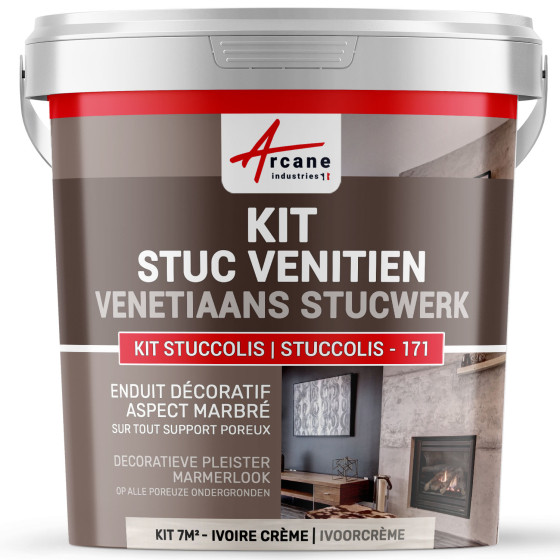 Decoratieve Venetiaanse stucwerk kit: STUCCOLIS -171 Kleur:Ivoorcrème - kit tot 7 m²