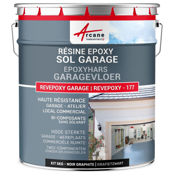 REVEPOXY -177/ Epoxy vloerverf Kleur:Grafietzwart - RAL 9011 - 5 kg (tot 16 m² in 2 lagen)