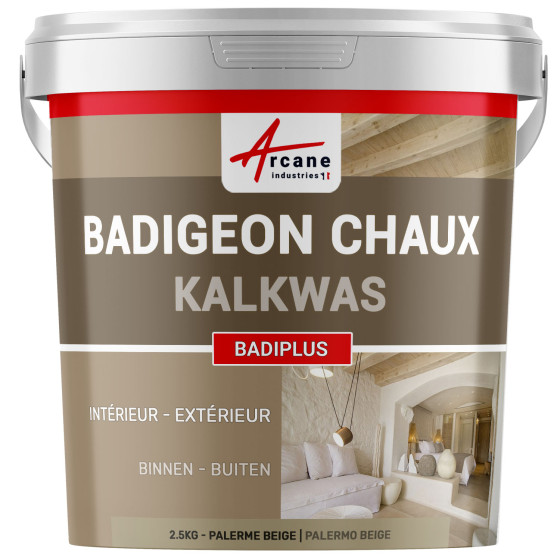 Kalkpleister voor Binnenmuren en Buiten Gevels - BADIPLUS Kleur:Palermo - Beige - 2.5 kg (tot 12.5 m²)