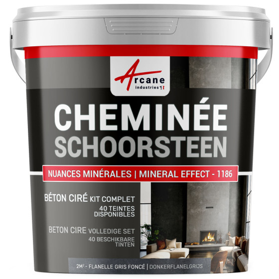 Beton cire Kit voor Schoorstenen Donkerflanelgrijs - 2 m² (in 2 lagen)