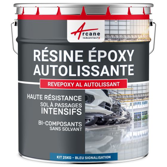 Résine Epoxy Sol, autolissante - REVEPOXY AL AUTOLISSANT 25 kg (jusqu'à 50 m² en 2 couches) - Bleu signalisation - RAL 5017