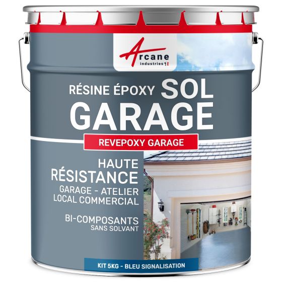 Résine sol garage - Peinture époxy sol : REVEPOXY GARAGE - Bleu signalisation - RAL 5017 - 5kg