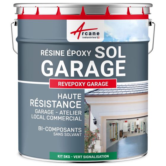 Résine sol garage - Peinture époxy sol : REVEPOXY GARAGE - Vert signalisation - RAL 6024 - 5 kg