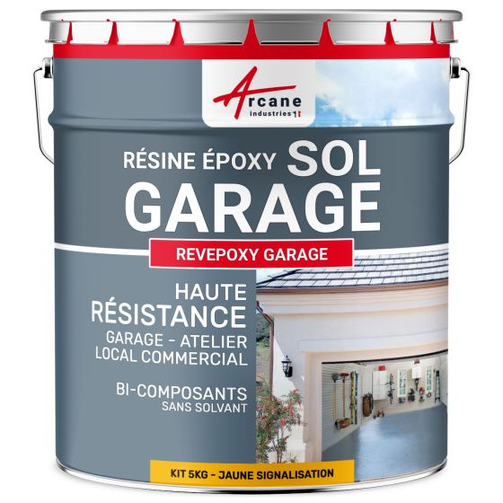 Résine sol garage - Peinture époxy sol : REVEPOXY GARAGE - Jaune Signalisation - RAL 1023 - 5 kg