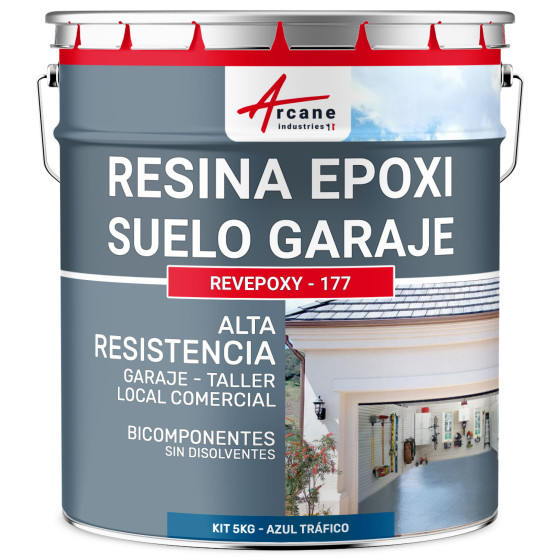 Resina para suelo de garaje - Pintura epoxi para suelo: REVEPOXY - 177 5 Kg (10 m²) - Azul señales - RAL 5017