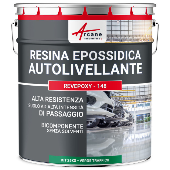 Resina Epossidica Autolivellante per Pavimenti  - REVEPOXY - 148 25 kg - Verde segnaletica - RAL 6024