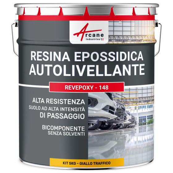 Resina Epossidica Autolivellante per Pavimenti  - REVEPOXY - 148 5 kg - Giallo Segnaletico - RAL 1023