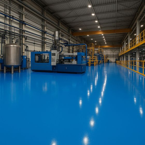 Peinture époxy sol industriel et parking - REVEPOXY TRAFIC INTENSIF - Mise en situation - Bleu signalisation
