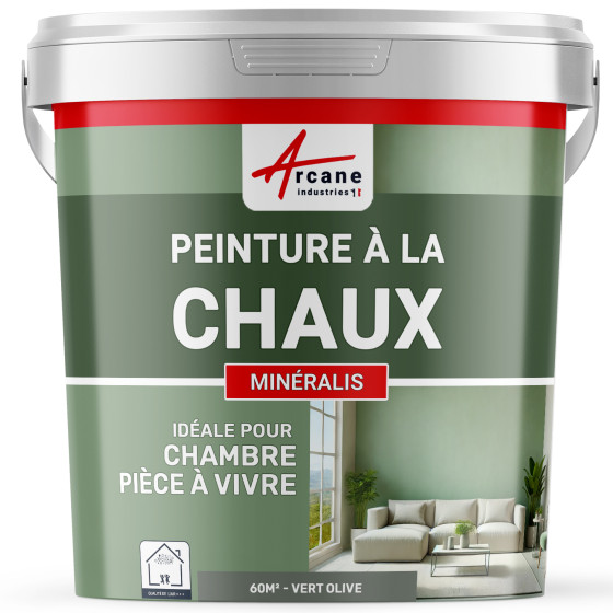 Peinture à la Chaux Intérieure - MINERALIS Olive Vert - 60 m² (2x5 kg en 1 couche)