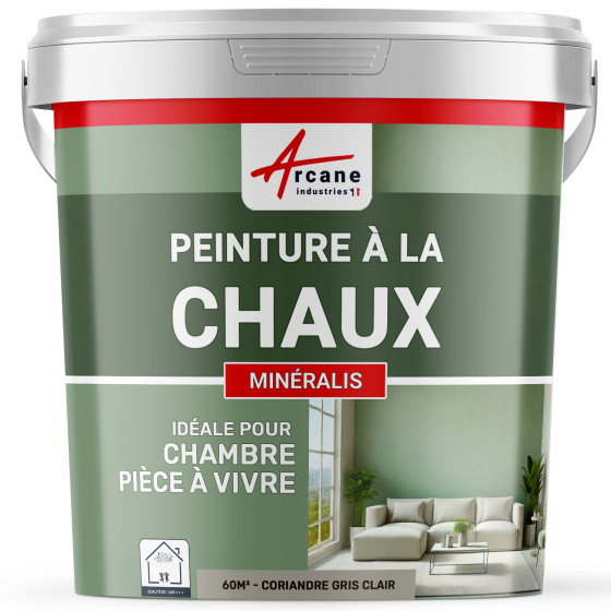 Peinture à la Chaux Intérieure - MINERALIS Coriandre Gris Clair - 60 m² (2x5 kg en 1 couche)
