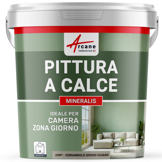 Pittura per Interni a base di Calce - MINERALIS Coriandolo Grigio Chiaro - 60 m² (2x5 kg in uno strato)