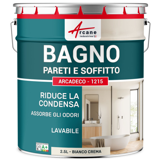 Pittura per bagno beige per muri e soffitti: ARCADECO - 1215 Bianco Crema - 2.5 L Pittura per bagno beige per muri e soffitti: ARCADECO - 1215 Bianco Crema - 2.5 L