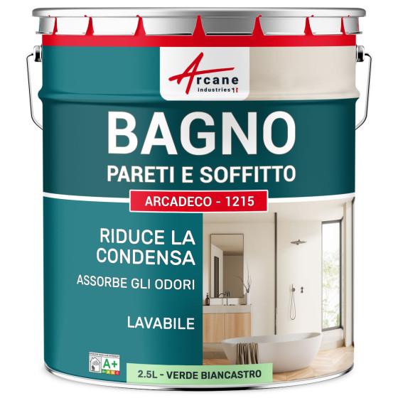 Pittura verde per bagno muro e soffitto: ARCADECO - 1215 2.5 L - Verde Bianco - RAL 6019