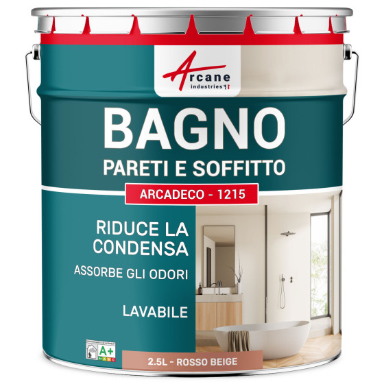 Pittura bagno rossa per pareti e soffitto: ARCADECO - 1215 2.5 L - Rosso beige - RAL 3012
