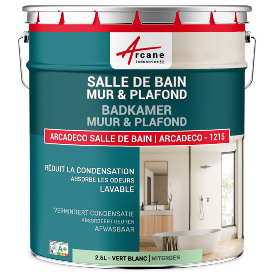 Peinture salle de bain vert mur et plafond :ARCADÉCO SALLE DE BAIN