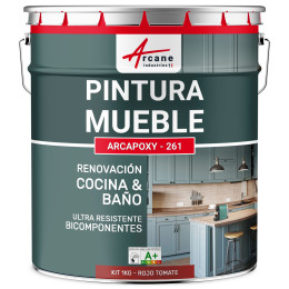 Pintura Roja para Muebles de Cocina. encimera y Baño - ARCAPOXY - 261 Rojo Tomate - RAL 3013 - 1 kg hasta 12 m²