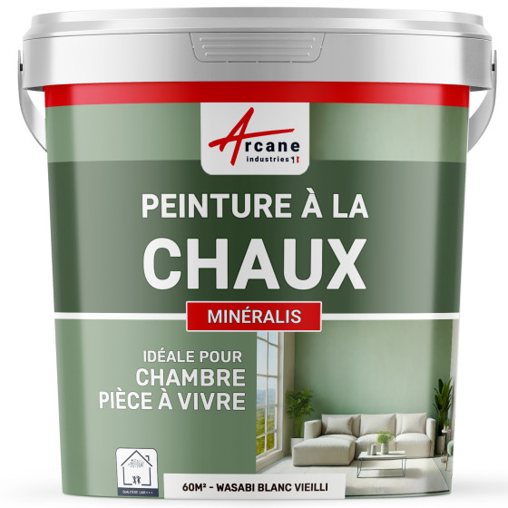 Peinture Blanche à la Chaux Naturelle Intérieure - MINERALIS Wasabi Blanc Vieilli - 60 m² 2x5 kg en 1 couche Peinture Blanche à la Chaux Naturelle Intérieure - MINERALIS Wasabi Blanc Vieilli - 60 m² 2x5 kg en 1 couche