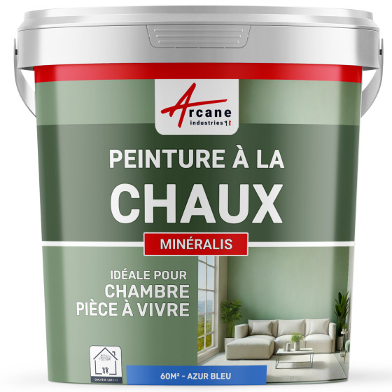Peinture Bleue à la Chaux Naturelle Intérieure - MINERALIS Azur Bleu - 60 m² 2x5 kg en 1 couche