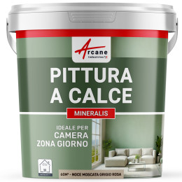 Pittura Beige a Calce Naturale per Interni - MINERALIS Grigio Rosa Noce Moscata - 60 m² 2x5 kg in uno strato