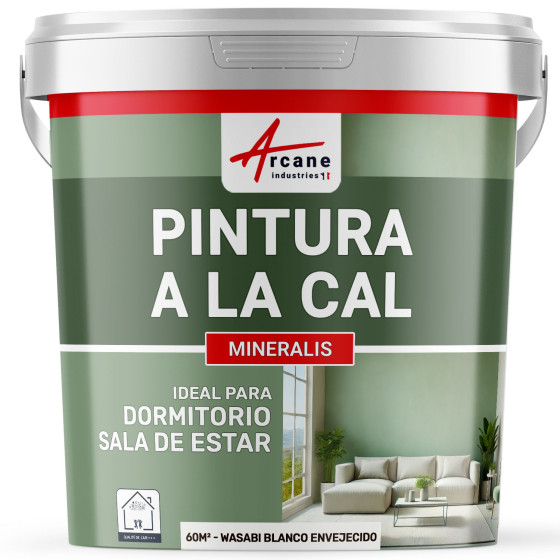 Pintura Blanca de Cal Natural para Interiores - MINERALIS Wasabi Blanco Envejecido - 60 m² 2x5 kg en una capa