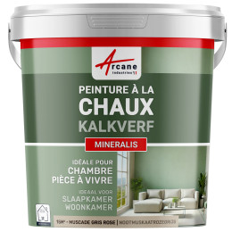  Natuurlijke Kalkverf voor Binnen - MINERALIS Nootmuskaatrozegrijs - 15 m² 2.5 kg in 1 laag