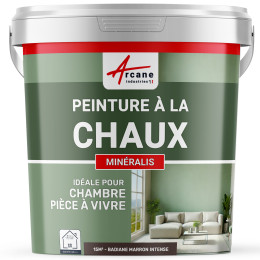 Peinture Marron à la Chaux Naturelle Intérieure - MINERALIS Badiane Marron Intense - 15 m² 2.5 kg en 1 couche