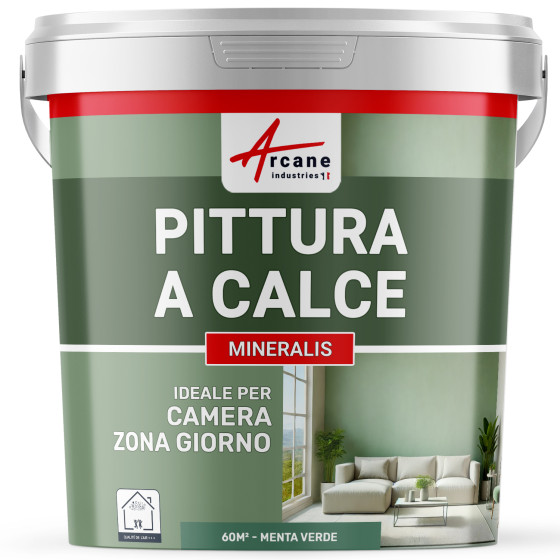 Pittura Verde a Calce Naturale per Interni - MINERALIS Verde Menta - 60 m² 2x5 kg in uno strato