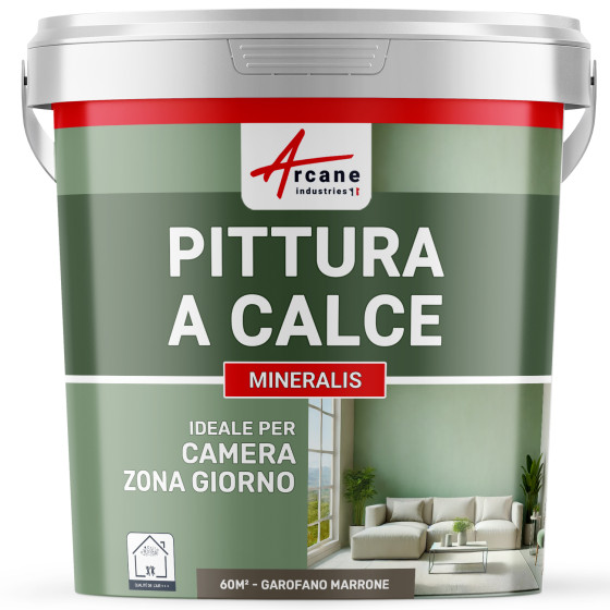 Pittura Marrone alla Calce Naturale per Interni - MINERALIS Chiodi di Garofano Marrone - 60 m² 2x5 kg in uno strato