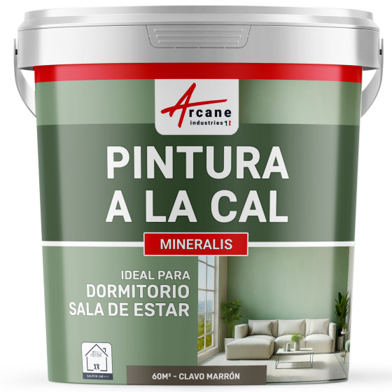 Pintura Marrón de Cal Natural para Interiores - MINERALIS Clavo Marrón - 60 m² 2x5 kg en una capa