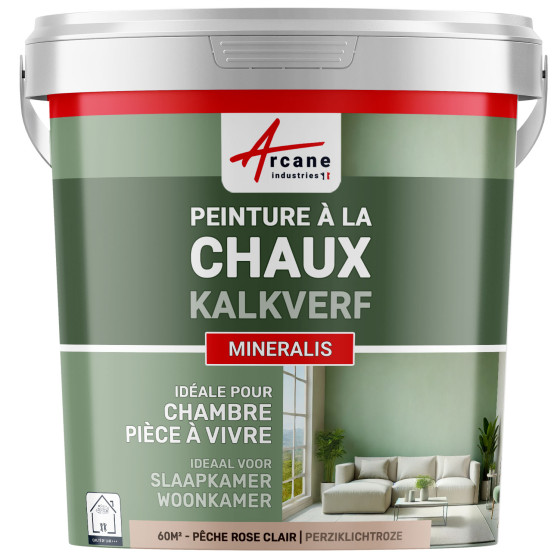 Kalkverf voor Binnen - MINERALIS Perziklichtroze - 60 m² 2x5 kg in 1 laag