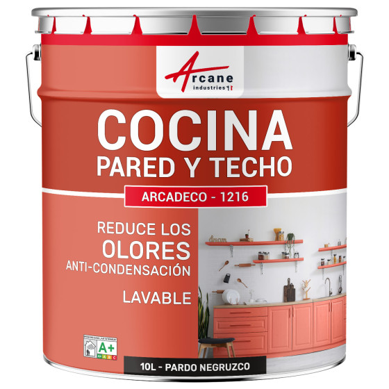 Pintura cocina negro lavable. pared y techo: ARCADECO - 1216 10 L - Pardo Negruzco - RAL 8022