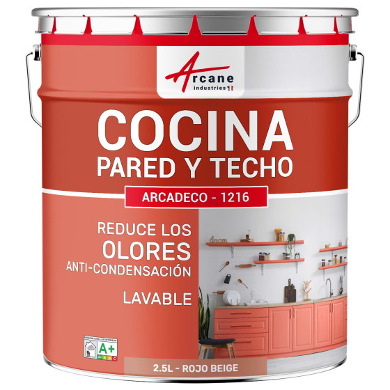 Pittura per cucina rossa lavabile, muro e soffitto: ARCADECO - 1216