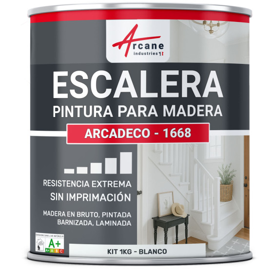 Pintura para escalera de madera - ARCADÉCO - 1668 1 kg - Blanco