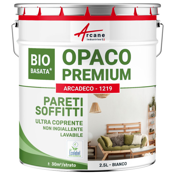 Pittura bianca opaca per pareti e soffitti: ARCADECO BIOSOURCÉ BLANC Bianco - 2.5 L 30m²