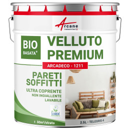 Pittura vellutata grigia per muri e soffitti: ARCADECO BIOSOURCÉ Grigio tele 4 - RAL 7047 - 2.5 L + o - 30m² per strato