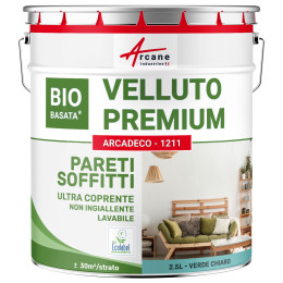 Pittura vellutata verde per muri e soffitti: ARCADÉCO BIOSOURCÉ 2.5 L + o - 30m² per strato - Verde chiaro - RAL 6027